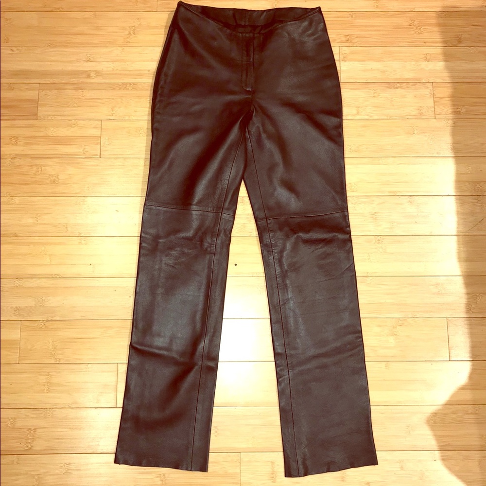 bebe Black Straight Leg Faux Leather Pants